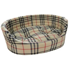 Κρεβατάκι Σκύλου και Γάτας Woofmoda  Φωλιά Εμπριμέ Καρο Μπεζ  No3  41x27x15cm