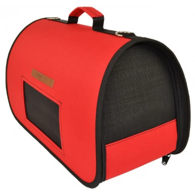 Τσάντα Μεταφοράς Σκύλου ή Γάτας  Woofmoda με παράθυρο αδιάβροχη 35x17x23cm Κόκκινη ΣΚΥΛΟΙ