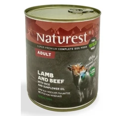 Υγρή Τροφή Σκύλου Naturest Adult Μοσχάρι Γάλακτος και Αρνί με Ρύζι 800gr