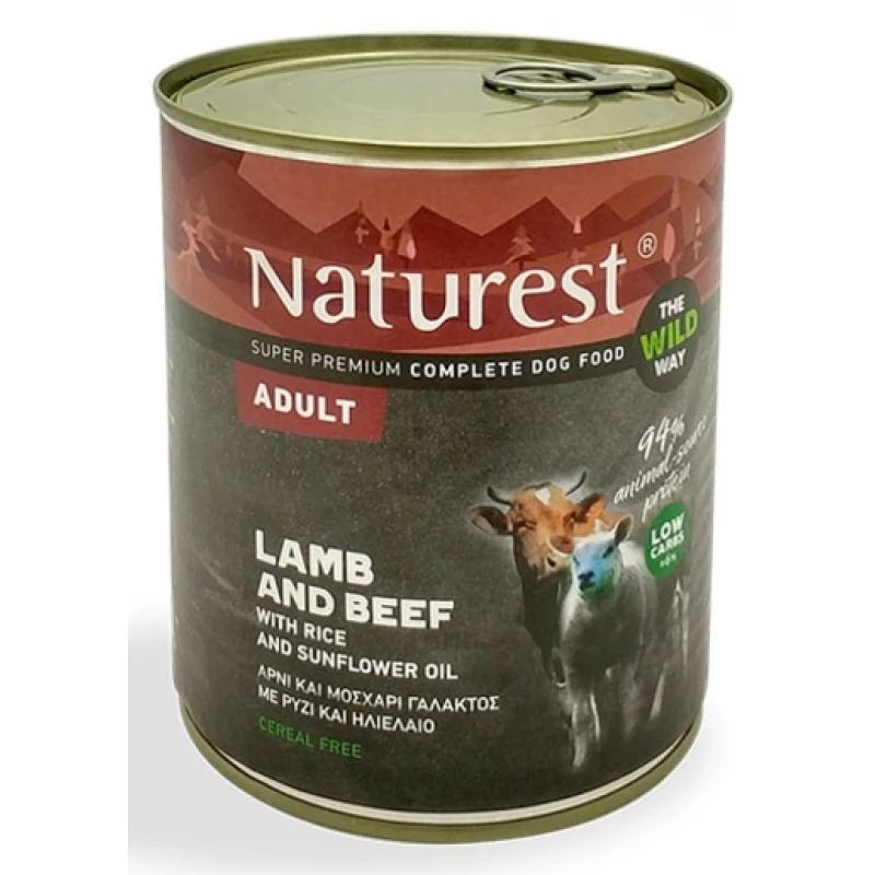 NATUREST ADULT ΜΟΣΧΑΡΙ ΓΑΛΑΚΤΟΣ ΚΑΙ ΑΡΝΙ ΜΕ ΡΥΖΙ  800GR X 6ΤΜΧ ΥΓΡΗ ΤΡΟΦΗ - ΚΟΝΣΕΡΒΕΣ ΣΚΥΛΟΥ