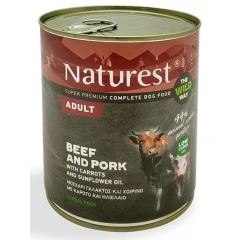 Υγρή Τροφή Σκύλου Naturest Adult Χοιρινό και Μοσχάρι 800gr
