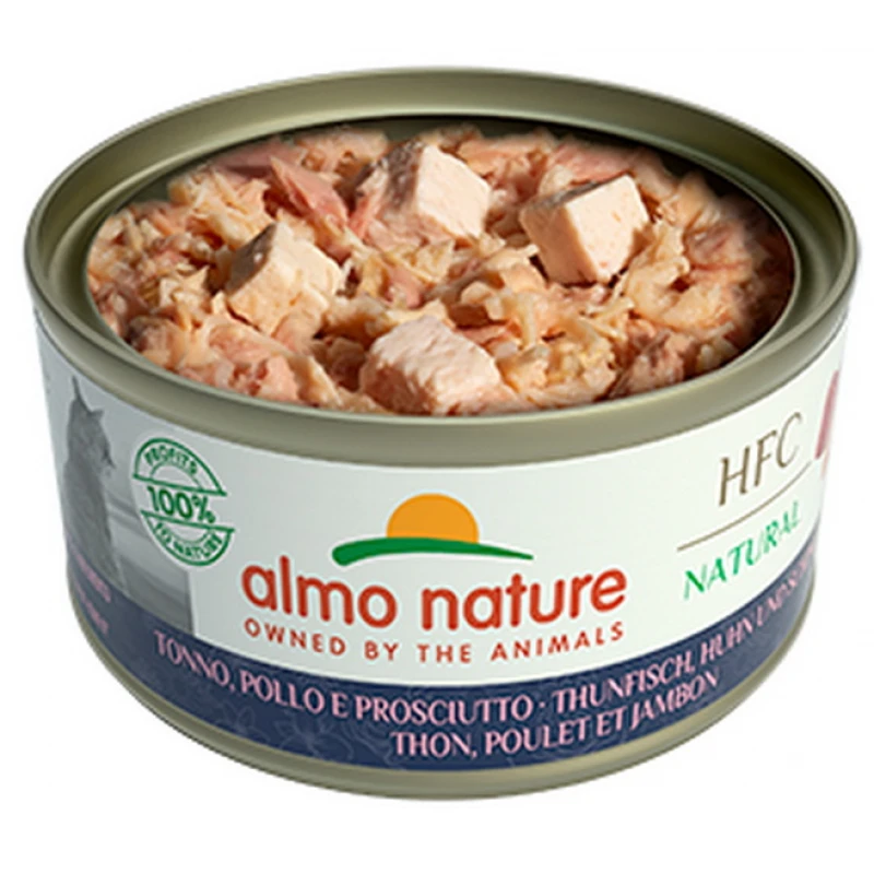 Almo Nature HFC Natural Cuisine Can 70gr με Τόνο, Κοτόπουλο και Ζαμπόν ΓΑΤΕΣ