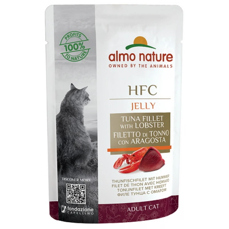 Almo Nature HFC Jelly Pouch 55gr με Φιλέτο Τόνου με Αστακό ΓΑΤΕΣ