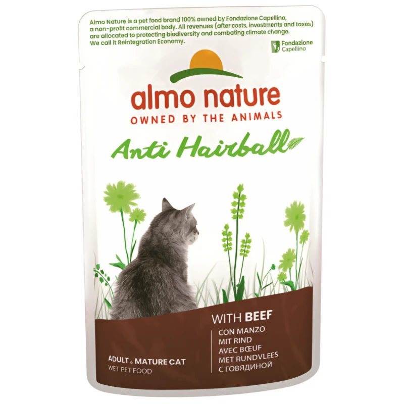 Almo Nature Holistic Anti-Hairball Cat Pouch 70gr με Μοσχαράκι ΓΑΤΕΣ
