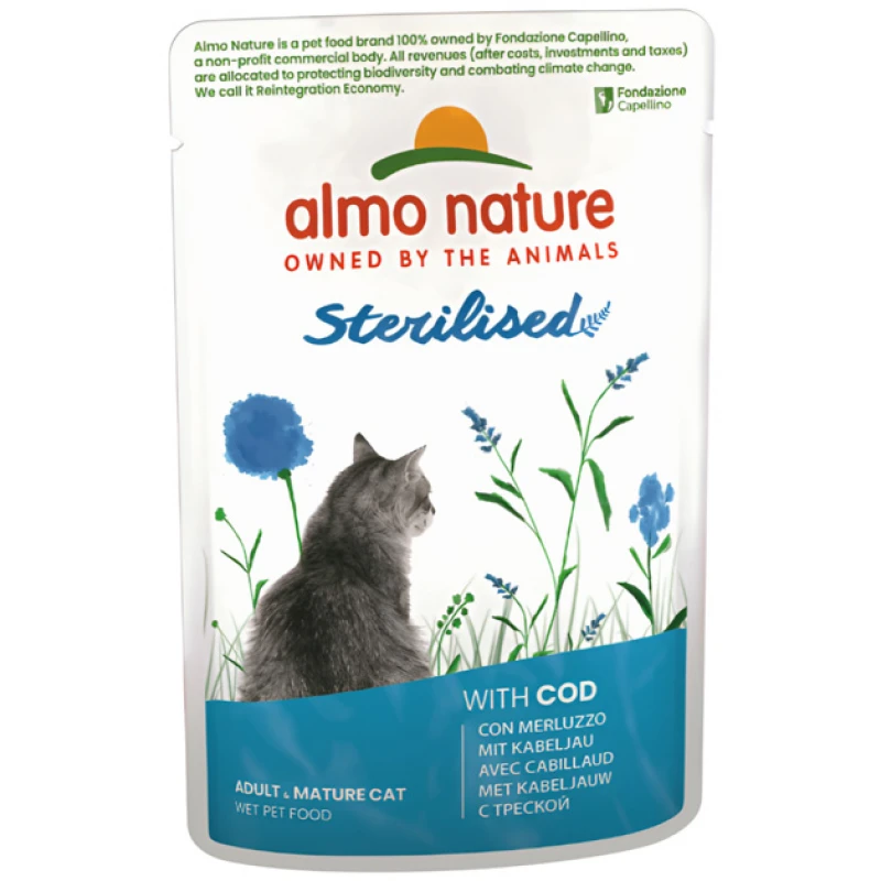 Almo Nature Holistic Sterilised Cat Pouch 70gr με Μπακαλιάρο ΓΑΤΕΣ