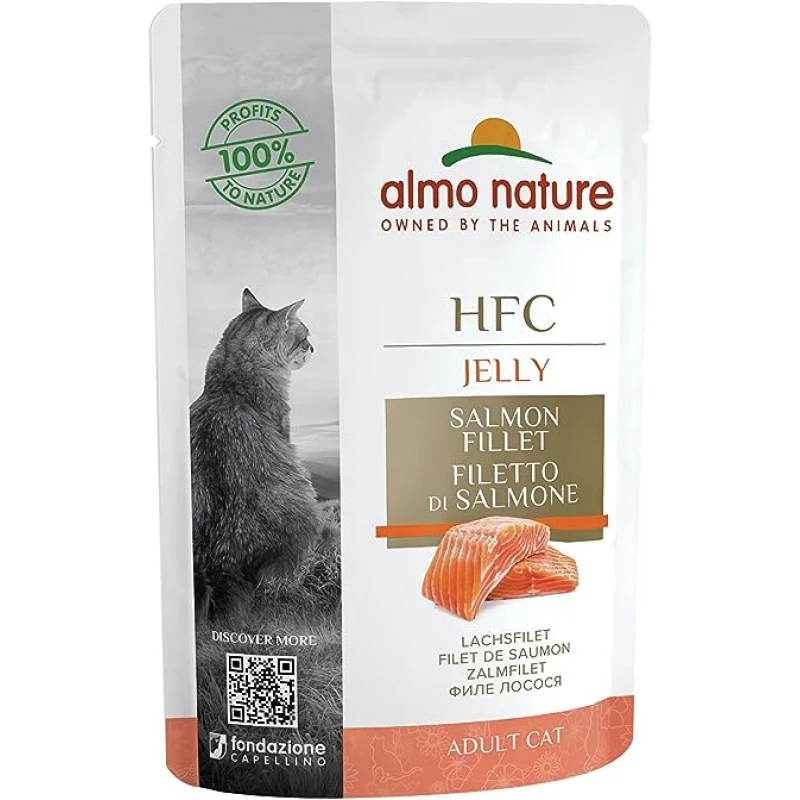 Υγρή Τροφή Γάτας Almo Nature HFC Jelly w Salmon Ζελέ με Σολομό 55g ΓΑΤΕΣ