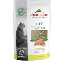 Υγρή Τροφή Γάτας Almo Nature Pouch HFC Natural Chicken and Salmon με Κοτόπουλο και Σολομό 55g