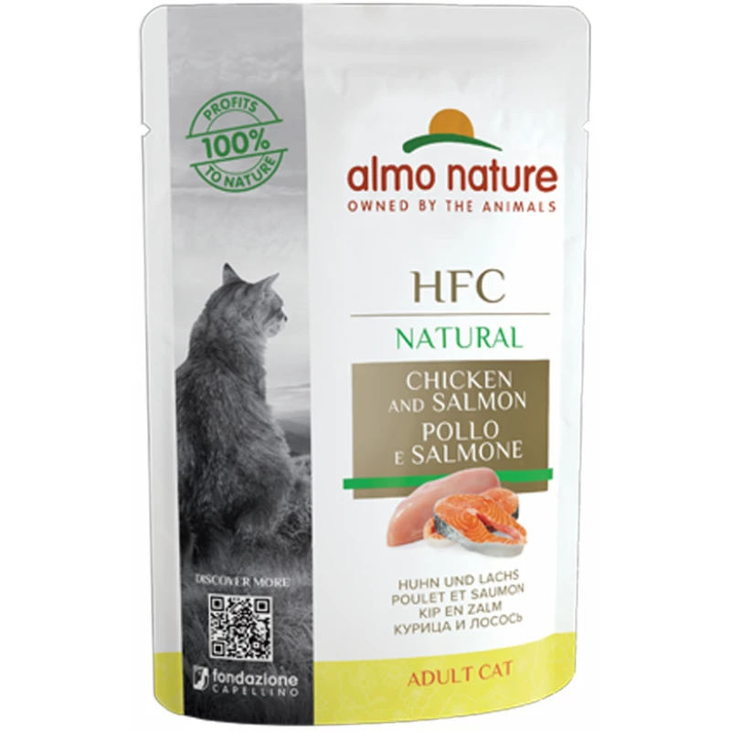 Υγρή Τροφή Γάτας Almo Nature Pouch HFC Natural Chicken and Salmon με Κοτόπουλο και Σολομό 55g ΓΑΤΕΣ