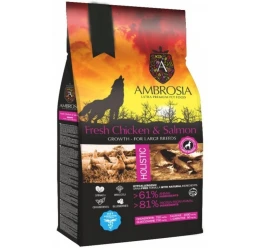 Ambrosia Grain Free Dog Growth Large Breed Chicken & Salmon 2kg Ambrosia Grain Free Dog Growth Large Breed Chicken & Salmon 2kg