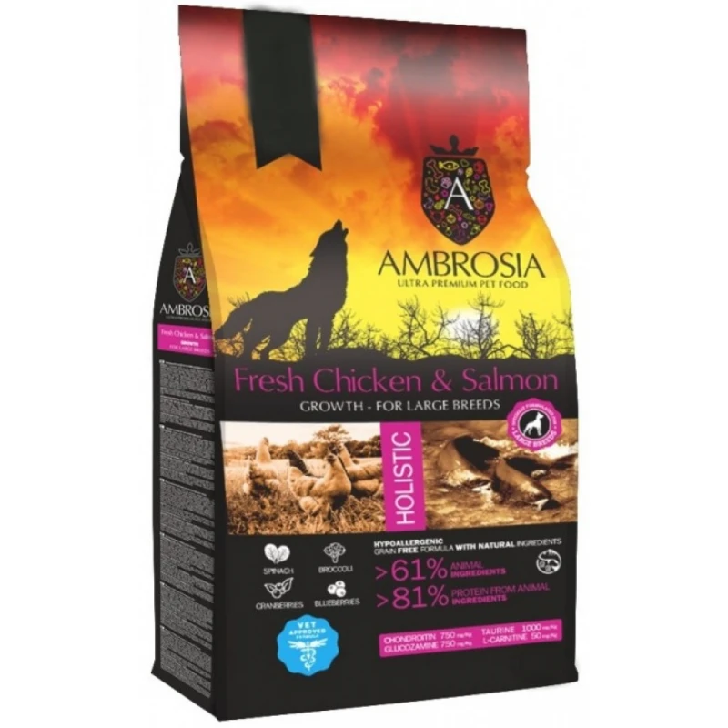 AMBROSIA GRAIN-FREE DOG GROWTH LARGE BREED CHICKEN & SALMON 2KG ΣΚΥΛΟΙ AMBROSIA GRAIN-FREE DOG GROWTH LARGE BREED CHICKEN & SALMON 2KG ΣΚΥΛΟΙ
