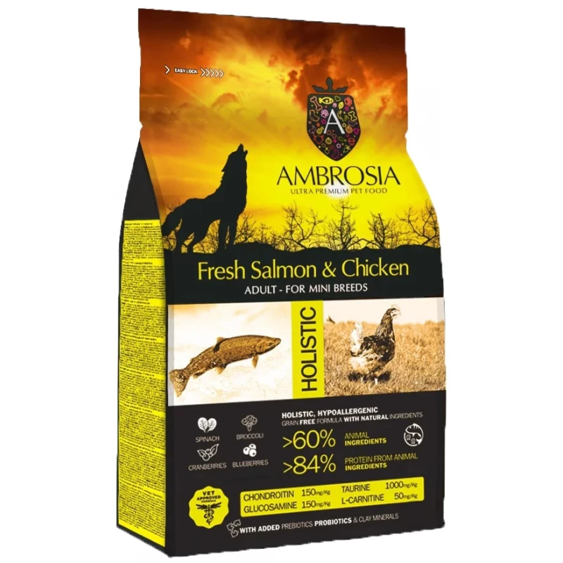 Ambrosia Grain-Free Dog Adult Mini Salmon and Chicken 6kg ΣΚΥΛΟΙ