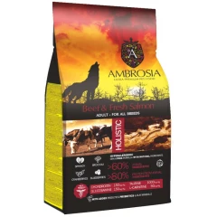 Ambrosia Grain Free Dog Adult All Breeds Beef & Fresh Salmon 12kg Ambrosia Grain Free Dog Adult All Breeds Beef & Fresh Salmon 12kg