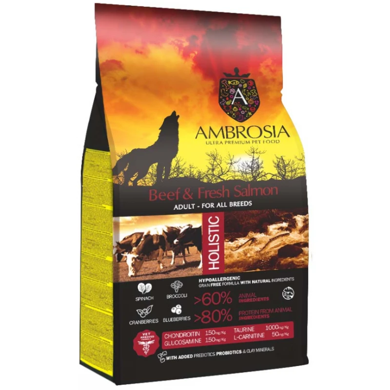 Ambrosia Grain Free Dog Adult All Breeds Beef & Fresh Salmon 2kg ΣΚΥΛΟΙ