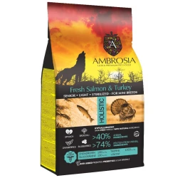 Ambrosia Grain-Free Dog Adult Mini Senior - Light - Sterilized Fresh Salmon & Turkey 1,5kg Ambrosia Grain-Free Dog Adult Mini Senior - Light - Sterilized Fresh Salmon & Turkey 1,5kg