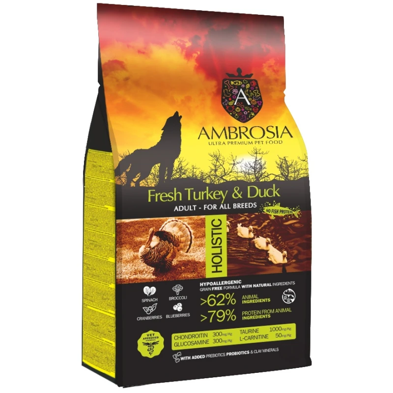 Ambrosia Grain Free Adult Turkey & Duck 12kg ΣΚΥΛΟΙ