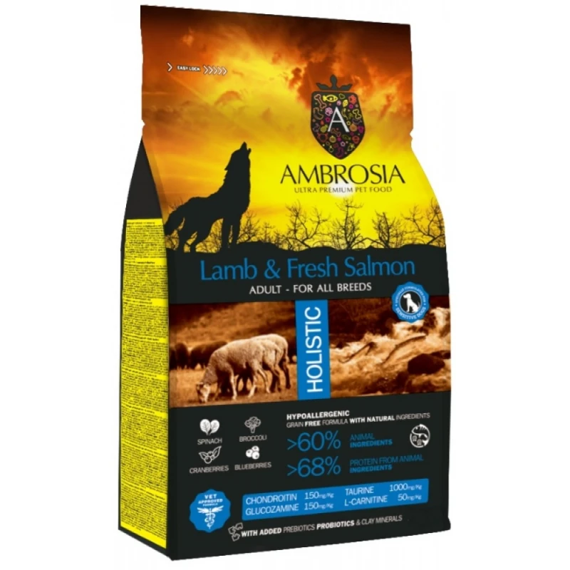 Ambrosia Grain Free Dog Adult Lamb & Fresh Salmon 12kg ΞΗΡΑ ΤΡΟΦΗ ΣΚΥΛΟΥ