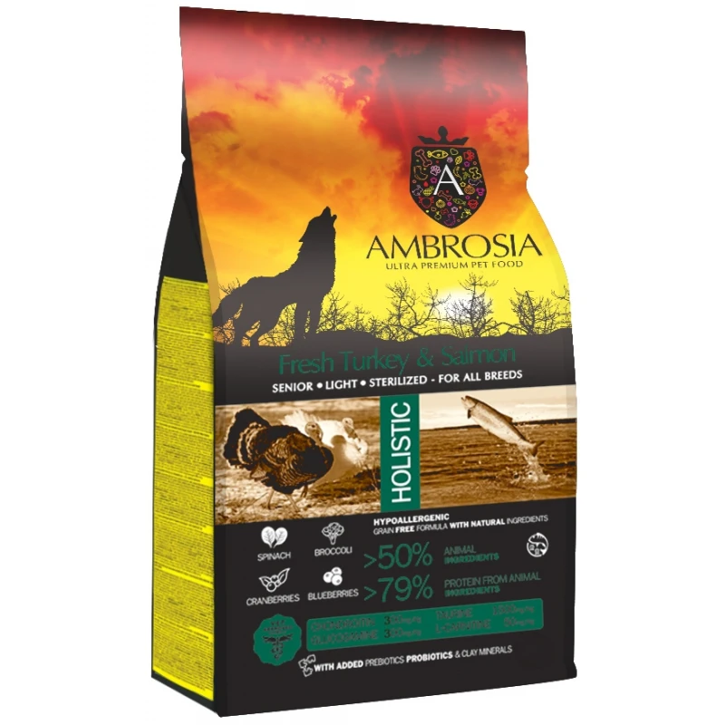 AMBROSIA GRAIN-FREE DOG SENIOR - LIGHT - STERILIZED FRESH TURKEY & SALMON 2KG ΞΗΡΑ ΤΡΟΦΗ ΣΚΥΛΟΥ