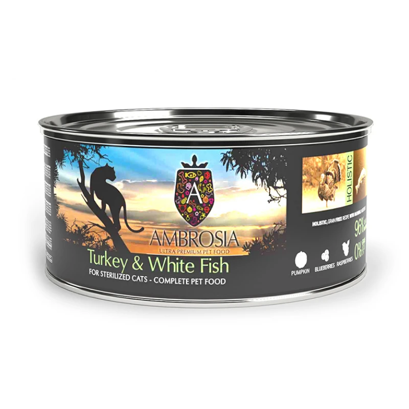 Υγρή Τροφή Γάτας Ambrosia Grain Free Sterilised Light Cat Γαλοπούλα Και Λευκά Ψάρια 150gr ΓΑΤΕΣ