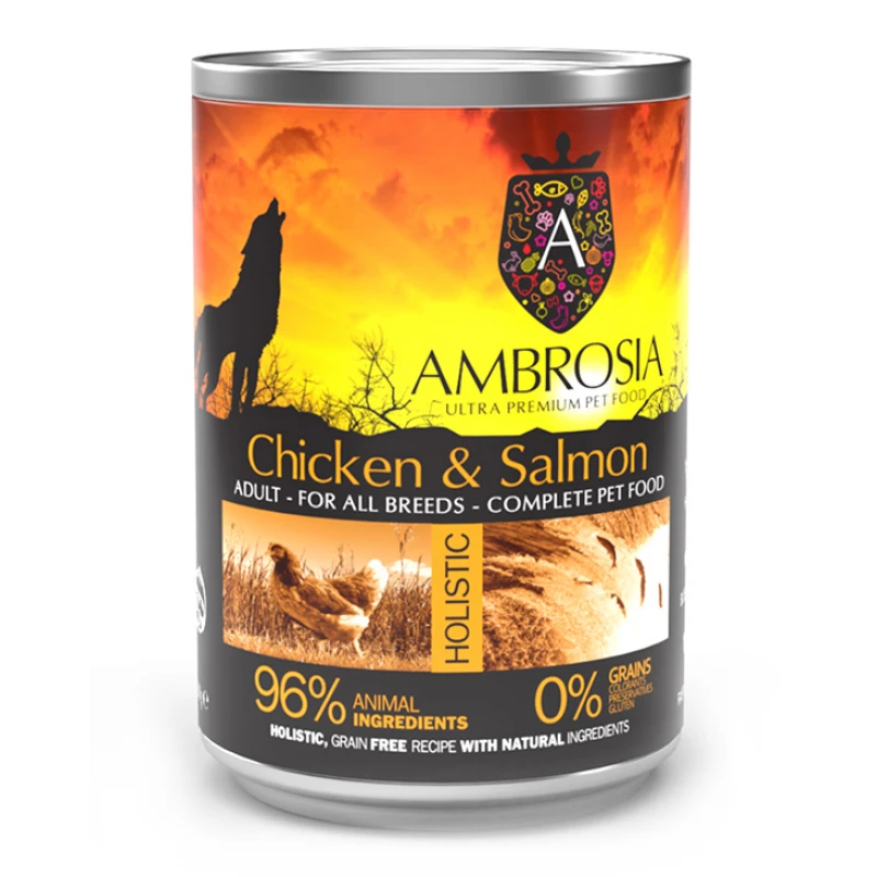 Υγρή Τροφή Σκύλου Ambrosia Grain Free Adult Fresh Κοτόπουλο Και Σολομός 400gr ΣΚΥΛΟΙ