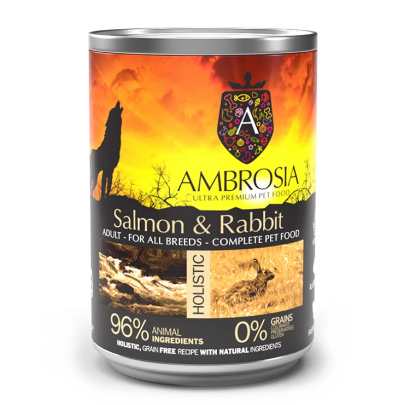 Υγρή Τροφή Σκύλου Ambrosia Grain Free Adult Sensitive Σολομός Και Κουνέλι 400gr ΣΚΥΛΟΙ