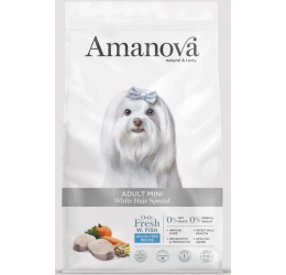 Ξηρά Τροφή Σκύλου Amanova Adult Mini White Hair Special 2kg με Λευκά Ψάρια