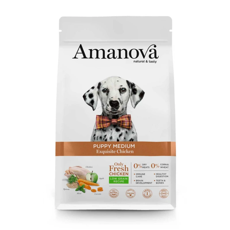 Ξηρά Τροφή Σκύλου Amanova Puppy Medium Exquisite Chicken 2kg με Κοτόπουλο ΣΚΥΛΟΙ