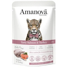 Υγρή Τροφή Φακελάκι Γάτας Amanova Cat Adult Tasty Salmon and Turkey 85gr