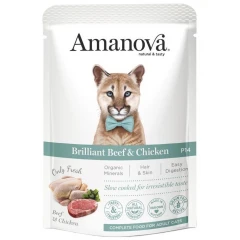 Υγρή Τροφή Φακελάκι Γάτας Amanova Cat Brilliant Beef and Chicken 85gr