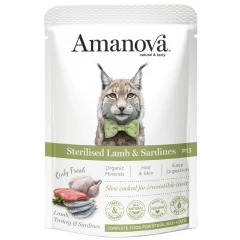 Υγρή Τροφή Φακελάκι Γάτας Amanova Cat Sterilised Lamb and Sardines 85gr