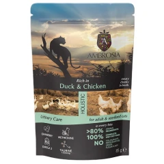 Υγρή Τροφή Γάτας Ambrosia Adult & Sterilized Duck & Chicken Urinary Care 85gr