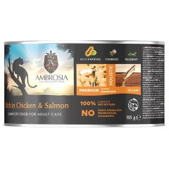 Υγρή Τροφή Γάτας Ambrosia Grain Free Adult Chicken, Salmon & Papaya 195gr