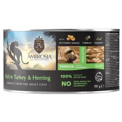 Υγρή Τροφή Γάτας Ambrosia Grain Free Adult Turkey, Herring & Butternut Squash 195gr