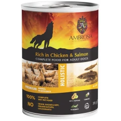 Υγρή Τροφή Σκύλου Ambrosia Grain Free Adult Chicken, Salmon & Papayas 395gr