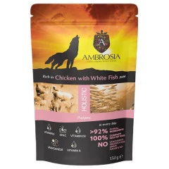 Υγρή Τροφή Σκύλου Ambrosia Pouch Grain Free Puppy Chicken & White Fish 150gr