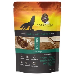 Υγρή Τροφή Σκύλου Ambrosia Pouch Grain Free Senior Dog Turkey & Salmon 150gr