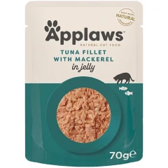 Υγρή Τροφή Γάτας Applaws Adult Cat Φακελάκι 70gr Φιλέτο Τόνου & Σκουμπρί σε Ζελέ
