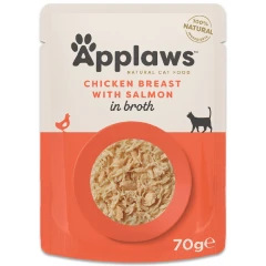 Υγρή Τροφή Γάτας Applaws Adult Cat Φακελάκι 70gr Στήθος Κοτόπουλο με Σολομό σε Ζωμό