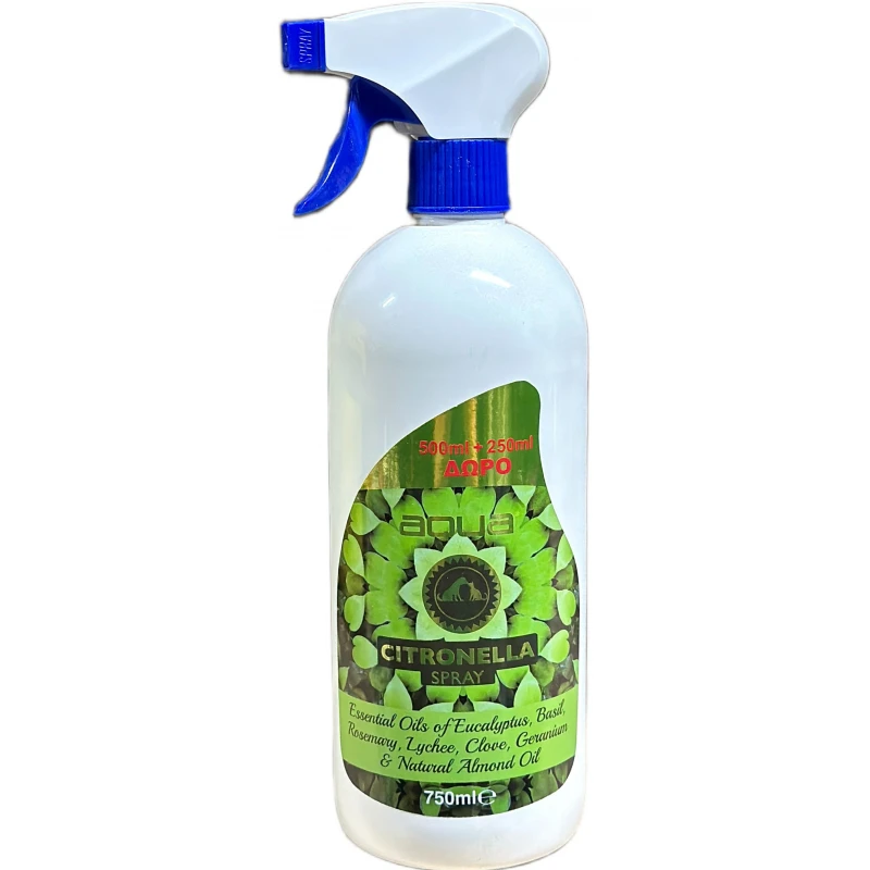 Αντιπαρασιτικό Spray Σκύλου-Γάτας Aqua Citronella 750ml (500ml + 250ml) Σκύλοι