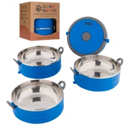 Travel Pet Bento Σετ Μπολ Αποθήκευσης 3 x 450ml Μπλε για Σκύλο ή Γάτα