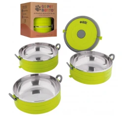 Travel Pet Bento Σετ Μπολ Αποθήκευσης  3 x 450ml Λαχανί για Σκύλο ή Γάτα