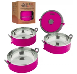 Travel Pet Bento Σετ Μπολ Αποθήκευσης 3 x 450ml Φούξια για Σκύλο ή Γάτα Travel Pet Bento Σετ Μπολ Αποθήκευσης 3 x 450ml Φούξια για Σκύλο ή Γάτα