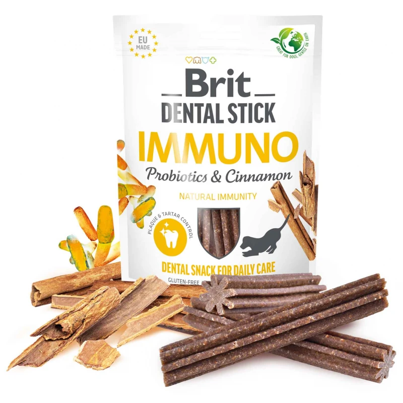 Λιχουδιές Σκύλου Brit Dental Sticks Immuno with Probs & Cinnamon 251gr 7τμχ ΣΚΥΛΟΙ