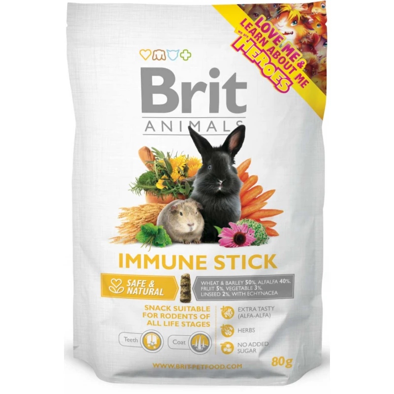 Λιχουδιές Τρωκτικών Brit Animals Immune Stick Snack 80gr ΜΙΚΡΑ ΖΩΑ - ΚΟΥΝΕΛΙΑ