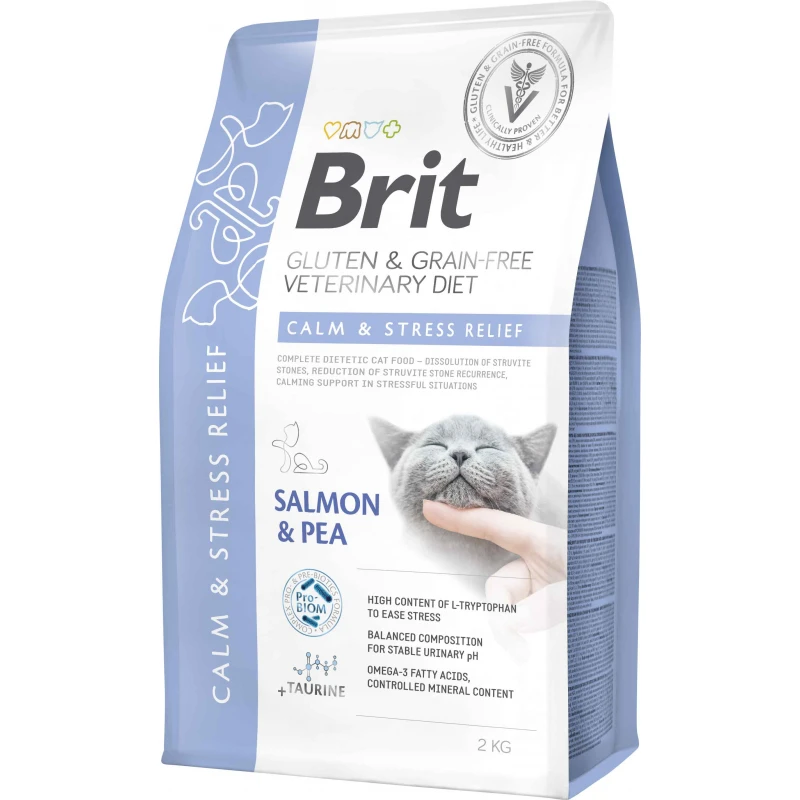 Ξηρά Τροφή Γάτας Brit Veterinary Diet Cat Grain Free Calm & Stress Relief Salmon & Pea 2kg ΓΑΤΕΣ