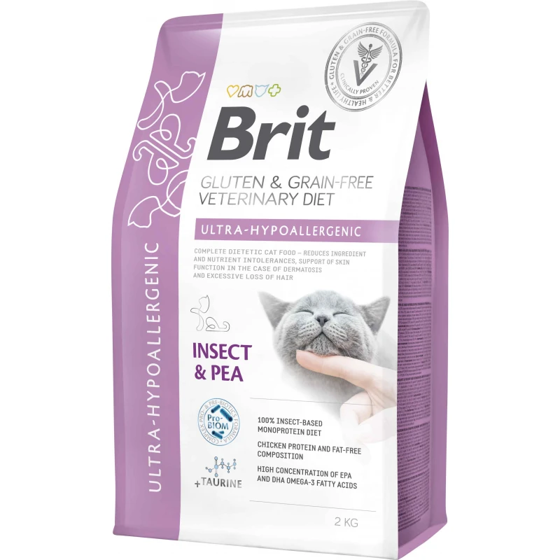 Ξηρά Τροφή Γάτας Brit Veterinary Diet Cat Grain Free Ultra-Hypoallergenic Insect & Pea 2kg ΓΑΤΕΣ