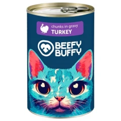 Υγρή Τροφή Γάτας Beefy Buffy Adult Κομματάκια σε Σάλτσα με Γαλοπούλα 415gr