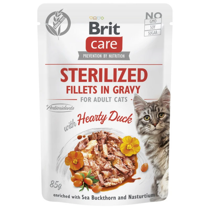 Brit Care Sterilized Cat Duck Fillets in Gravy 85gr Γάτες