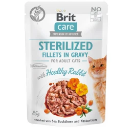 Brit Care Sterilized Cat Rabbit Fillets in Gravy 85gr
