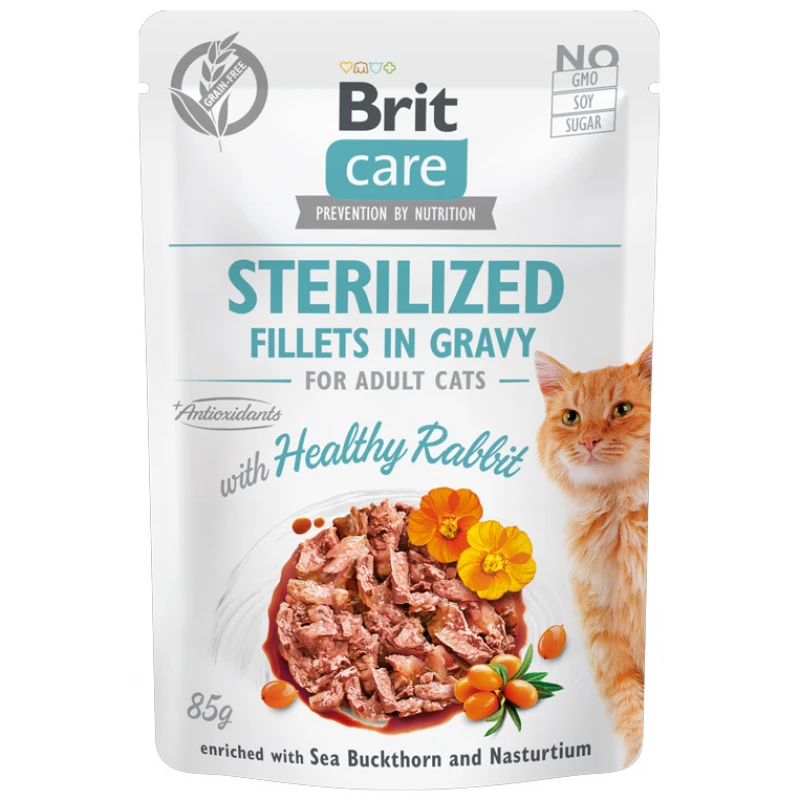 Brit Care Sterilized Cat Rabbit Fillets in Gravy 85gr Γάτες