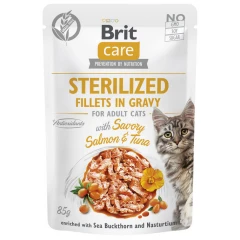 Brit Care Sterilized Cat Salmon & Tuna Fillets in Gravy 85gr Brit Care Sterilized Cat Salmon & Tuna Fillets in Gravy 85gr